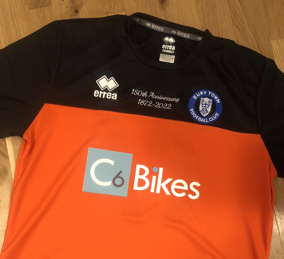 carlnew1979's tweet photo. Thanks to @C6Bikes for there continued support of @BuryTownYouth U15’s Rams. New kit looks great complete with 150th anniversary embroidery. @BuryTownFC @PremierLogosBSE https://t.co/QrVg3tNm5B