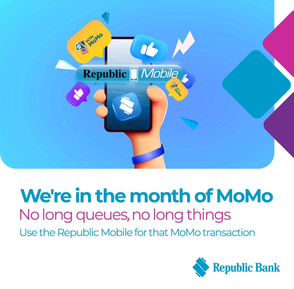 RepublicBankGh's tweet photo. MTN Ghana has launched this year’s Mobile Money month in Accra.The 2022 edition is on the theme: ‘Accelerating Growth in Digital Payments – The Role of Partnerships’ is part of efforts to ensure digital inclusion.
Use the republic mobile today!
#republicbankghana
#momomonth https://t.co/60RiUDqRPz