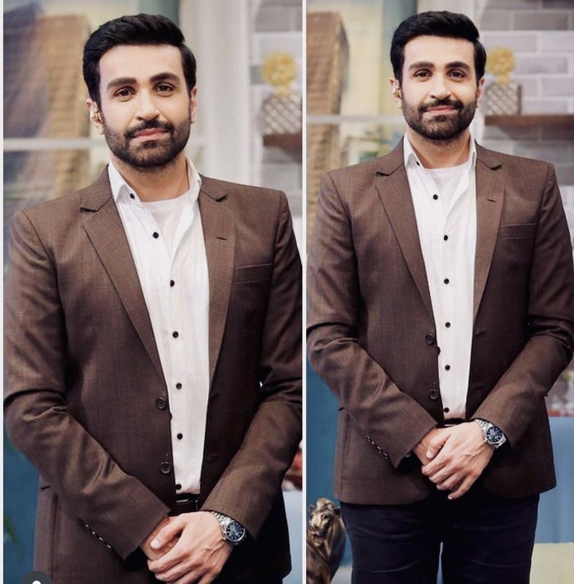 TasneemSadaf's tweet image. The handsome #AzfarRehman striking a pose in an exclusive jacket by Tasneem Sadaf!  #TasneemSadaf #TvOnePk #AzfarRehman  DM FOR ORDERS Visit us at Lane 3rd, Zamzama Commerical, Karachi. ☎️: 03358290259 . . . . #tasneemsadaf #Fashion #mensfashionteam Tasneem Sadaf⭐️✨