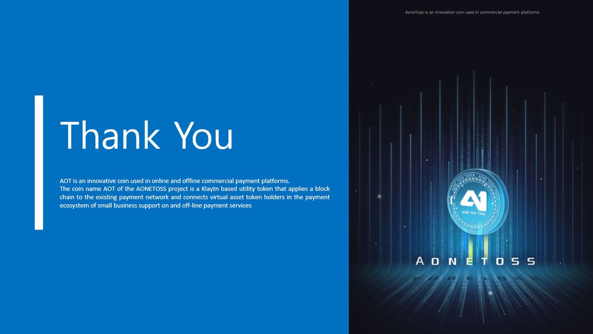 The Payment method that merchants can receive settlement through ' Stable token ' on the AOT platform is.

There is a Smart phone simple payment including card Payment.
Therefore, Aonetoss adopted Android operating system terminal for user convenience.

#AOT #AOTOSS #aotplatform