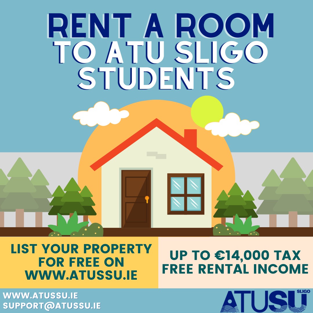 ATU Sligo (@atusligo_ie) on Twitter photo Are you interested in renting a room to an ATU Sligo student? Register your property for free on the <a href="/atussu_ie/">ATU Students’ Union, Sligo</a> website. Income from renting a room is also exempt from tax up to a max of €14,000. Learn more ➡️itsligo.ie/university-cal… Are you interested in renting a room to an ATU Sligo student? Register your property for free on the <a href="/atussu_ie/">ATU Students’ Union, Sligo</a> website. Income from renting a room is also exempt from tax up to a max of €14,000. Learn more ➡️itsligo.ie/university-cal…