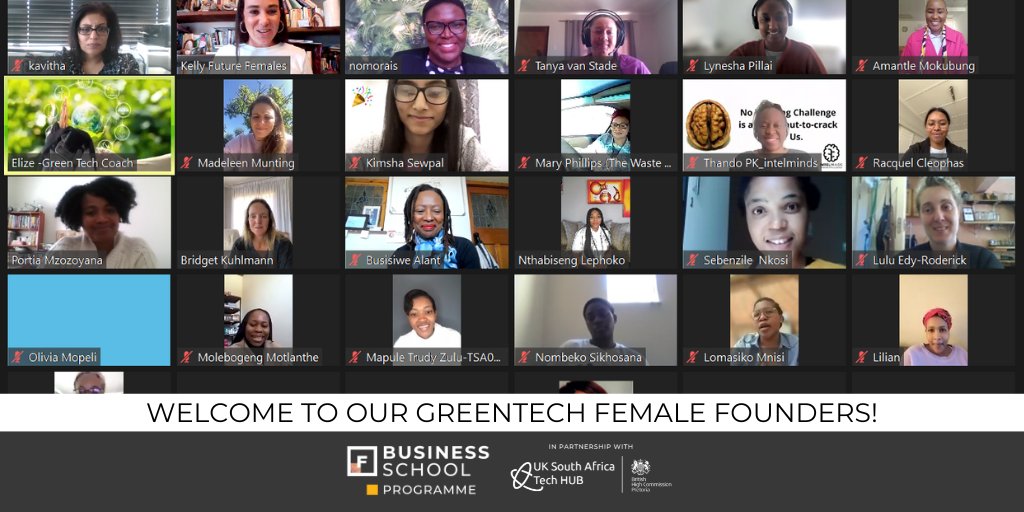 UKSATechHub's tweet photo. Yesterday we launched our 3rd @future_females Business School GreenTech Programme, we will be supporting 60 female South African entrepreneurs who are building GreenTech businesses and are looking to impact their communities. Welcome ladies! #ukinsa #ffei #uksatechhub https://t.co/Ap6hdpv8i2