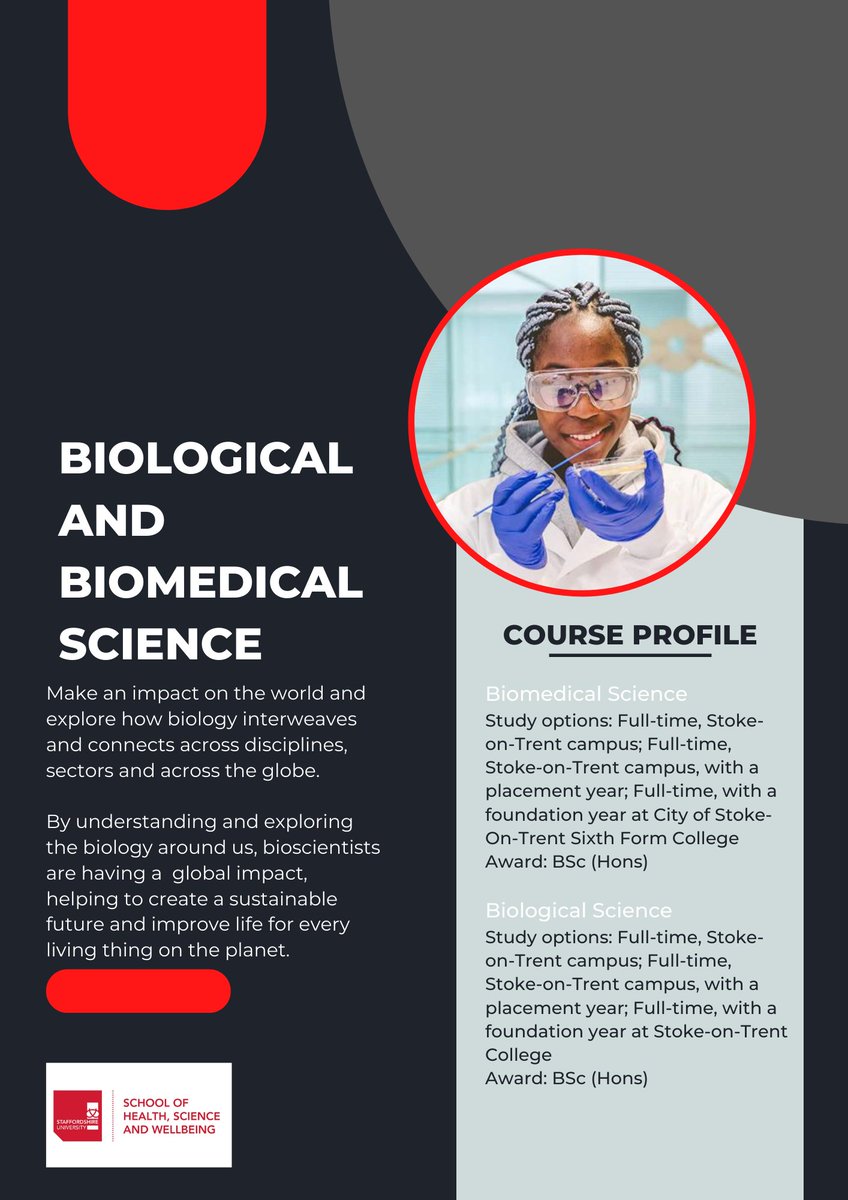 StaffsUniHSW's tweet image. As a @SUBioscience #student you'll learn from expert academic staff who teach from their experiences. If you are interested in joining them and studying in a £30m Science Centre, click the link to explore the course options available  orlo.uk/biocourses_OO8…
