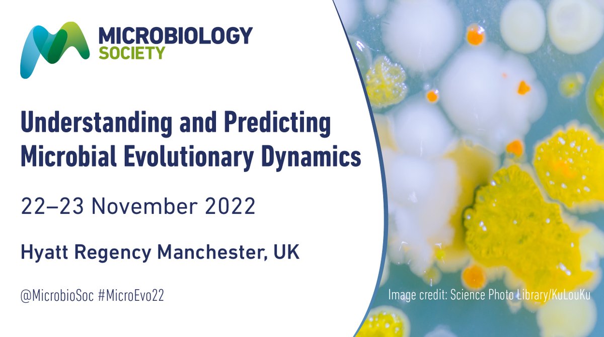 Only one week left to submit your abstract for #MicroEvo22. Join our expert speakers including <a href="/TaylorLabGroup/">Tiffany Taylor</a> from <a href="/UniofBath/">University of Bath</a>! Abstract submission closes on Tuesday 30 August. microb.io/3JfU0hJ 👈