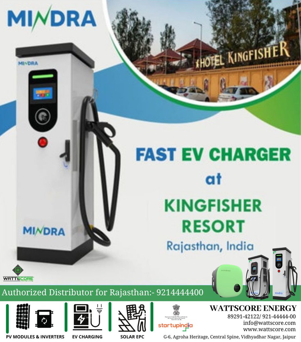 Wattscore_Solar's tweet photo. #MINDRA #EV_charger installed at Kingfisher Resort, #Rajasthan !!

Call for inquiry:- 𝟵𝟮𝟭𝟰𝟰𝟰𝟰𝟰𝟬𝟬/ 8299519741

#wattscore #ev #mindraev https://t.co/MpJNZOosj6