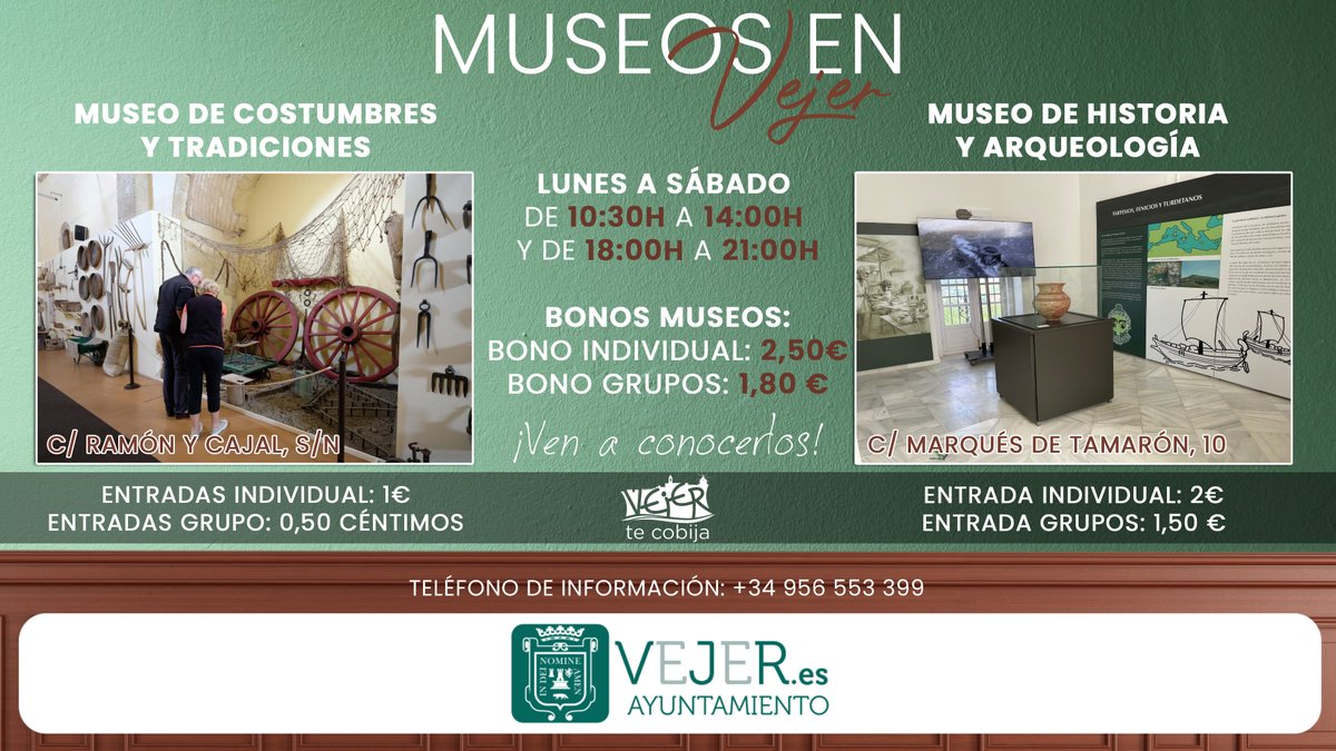 Imprescindibles en tu visita a Vejer. Conoce nuestros Museos, conoce nuestra historia, costumbres y tradiciones. 
#vejercultura #vejertecobija #vejerdelafrontera #lospueblosmasbonitosdeespana