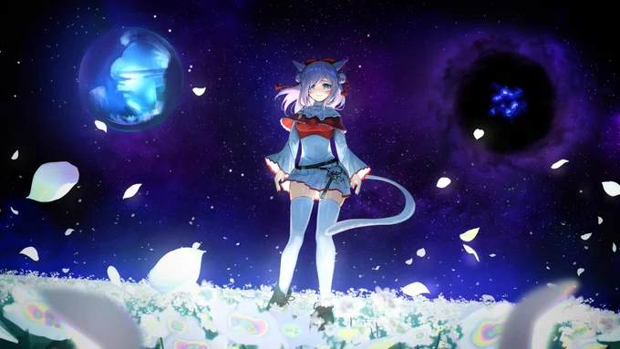 skeb納品しました!とても独特で幻想的なロケーション。いい雰囲気が出せていればいいですが…あと女の子の衣装がとてもかわいい!ニーソックスすき!#skeb #Commission 