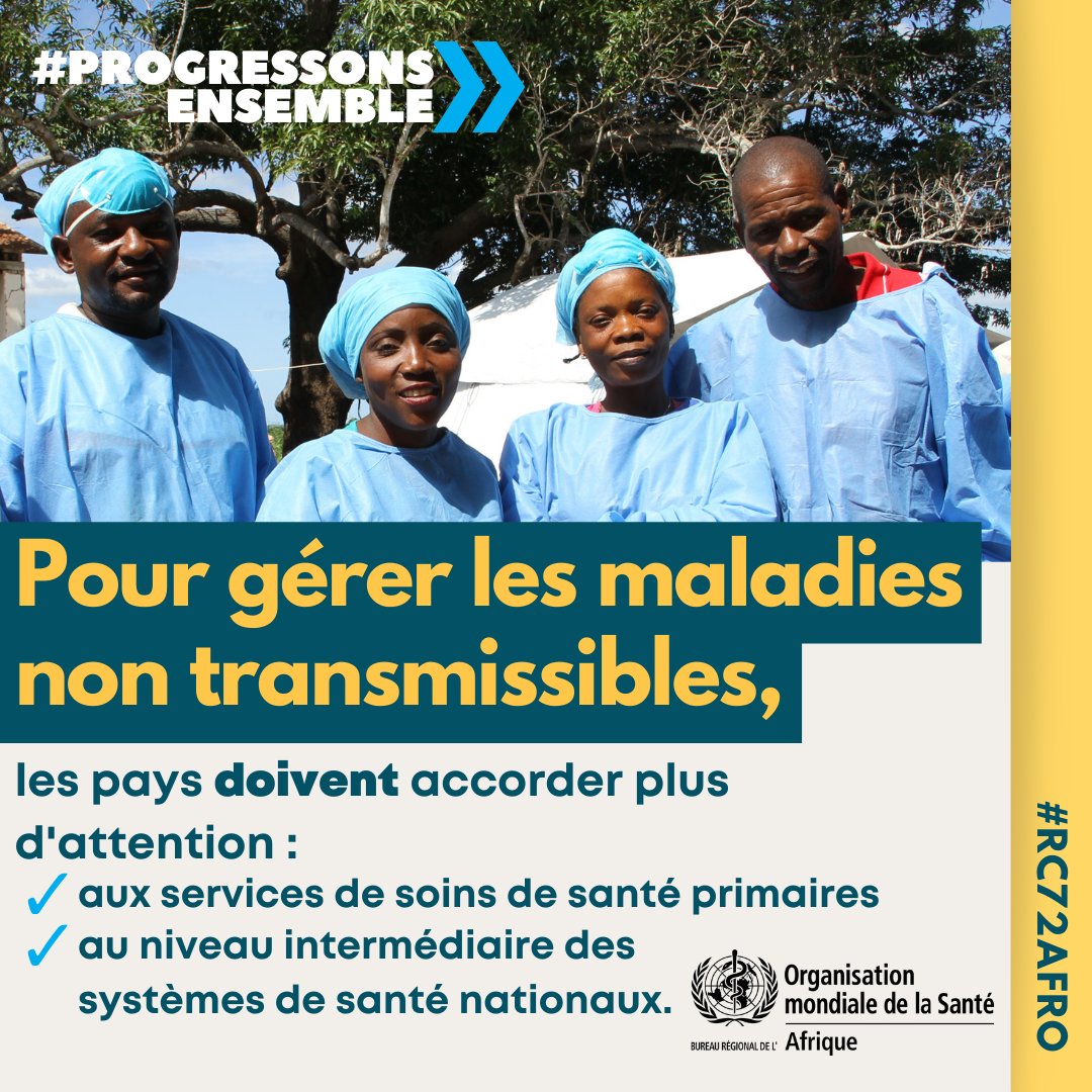 OMSRDCONGO's tweet photo. La charge des maladies non transmissibles, #MNT a augmenté dans tous les pays de la Région africaine de 
@WHO🌍. Voici ce que les pays peuvent faire pour mieux gérer ces maladies chroniques et #ProgresserEnsemble ! ⬇️ #RC72AFRO https://t.co/ennPSkQX2D