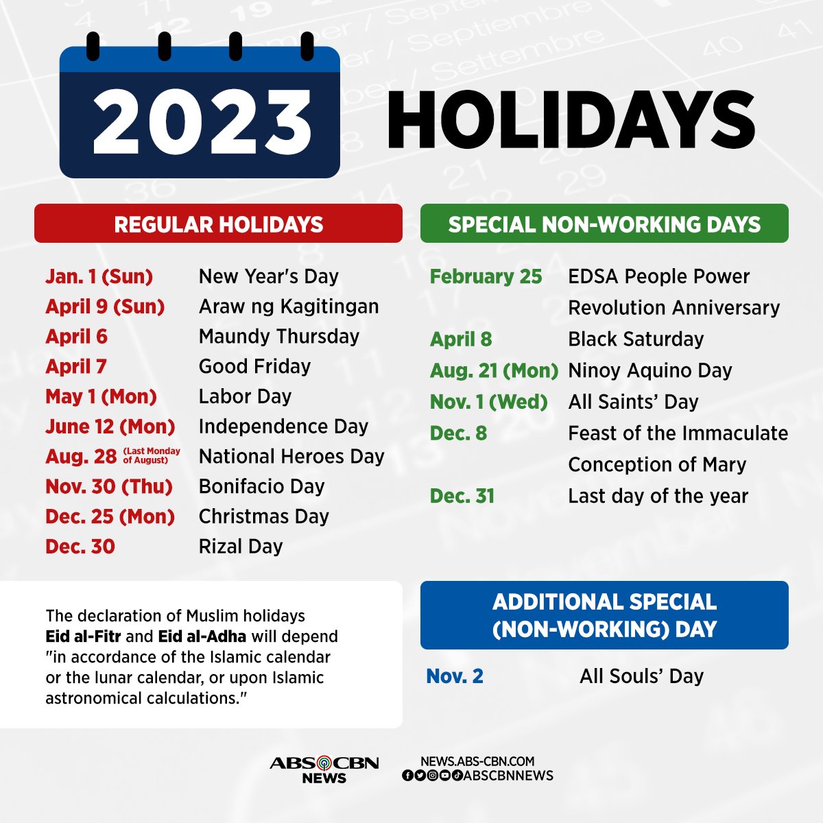 List Of Holidays With Long Weekends In 2023 Philippine Go, 59% OFF