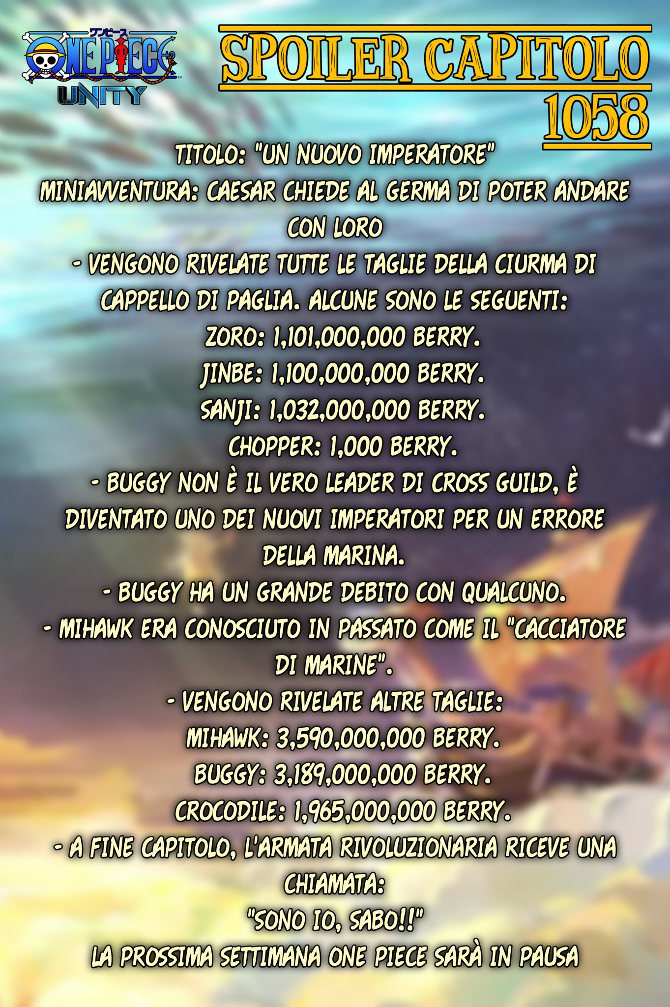 One Piece Unity on Twitter "ONEPIECE1058 Spoilers 🇮🇹 SPOILER del