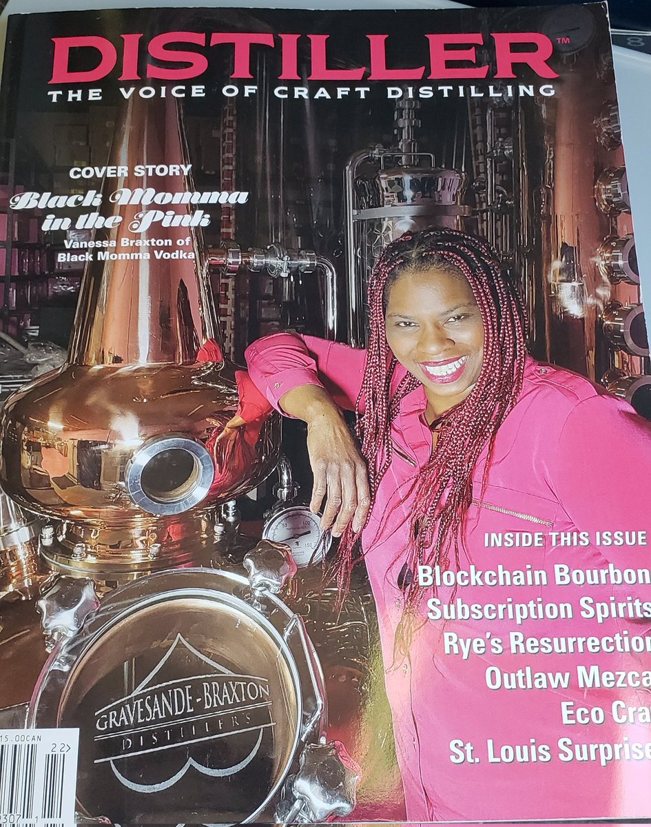 So proud to Grace the cover of Distiller Magazine Summer 2022 . Thank you <a href="/Distilling/">American Distilling Institute</a>  4 supporting craft distillers across America.  Real recognize Real 😍  As the  First African American Woman Distiller in America ya'll always kept me on the Grind and pushing to the next level