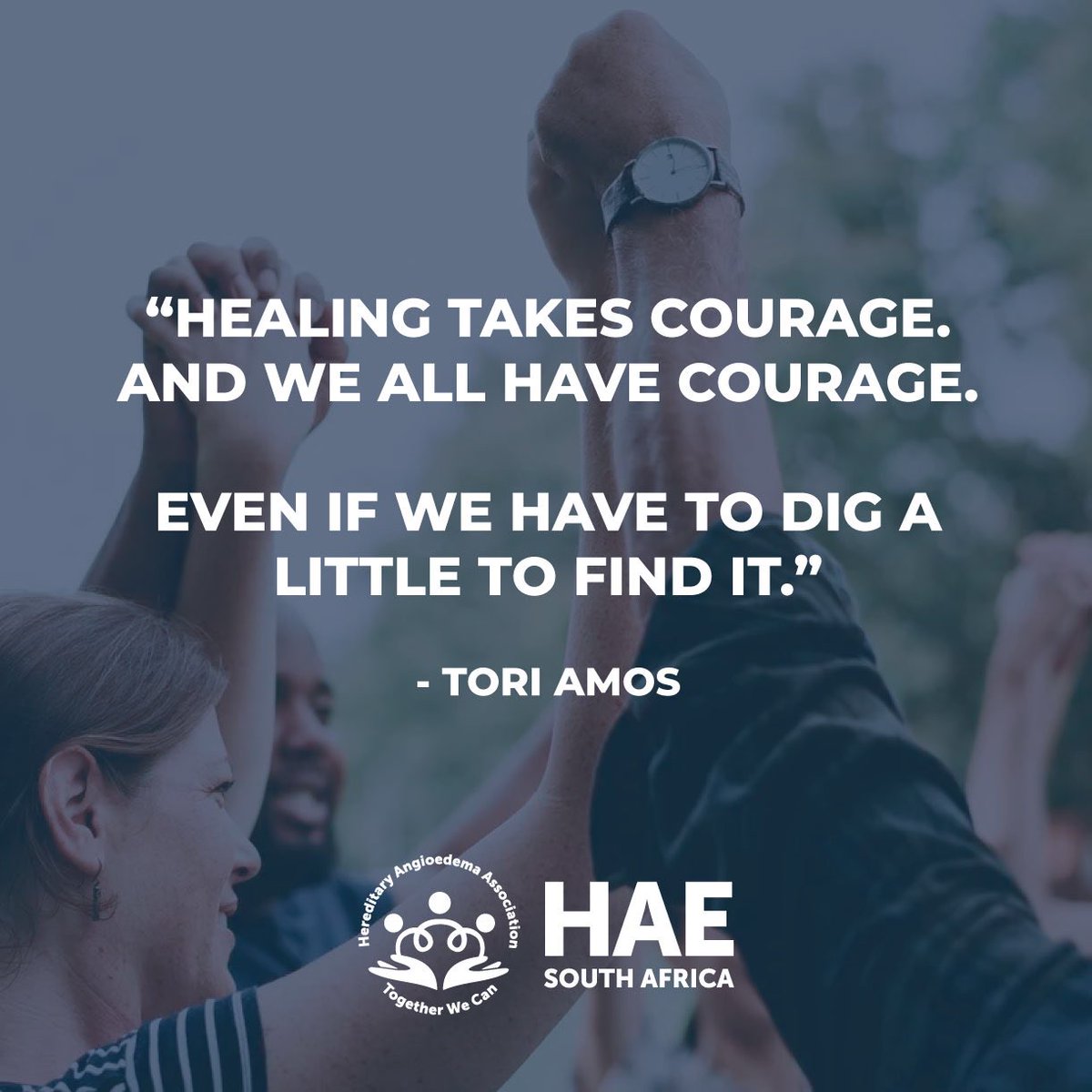 HAE_SouthAfrica's tweet photo. “Healing takes courage, and we all have courage, even if we have to dig a little to find it.”
- Tori Amos
💙💚💜

#knowhae #haeawareness #livingwithhereditaryangioedema #hereditaryangioedema  #hereditaryangioedemaawareness #hereditaryangioedemasouthafrica #rarediseasesawareness https://t.co/wyGtKZCuwO