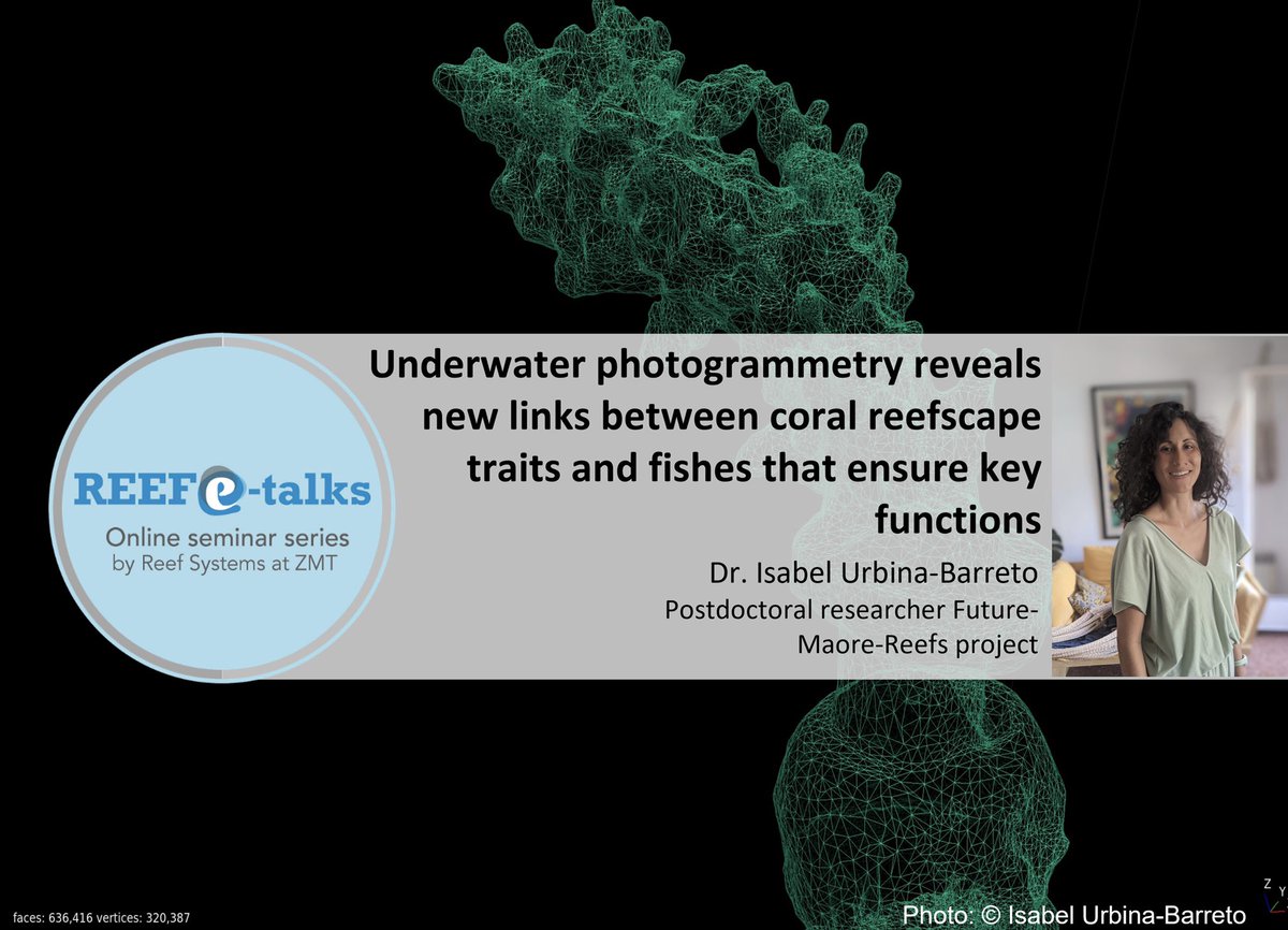After a 2-month summer break ☀️  <a href="/ReefTalks/">Reef e-talks</a> is back with an exciting talk by Isabel Urbina-Barreto from <a href="/Univ_Reunion/">Université de La Réunion</a> and <a href="/ird_fr/">IRD.fr</a> on photogrammetry of reefscapes 🐠 Join us on Sep 21st at 11am CET, 1pm in la Réunion 🇷🇪 Register here: us02web.zoom.us/meeting/regist…