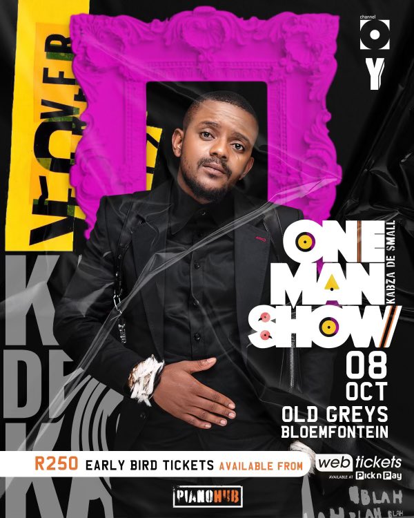 KABZA DE SMALL ONE MAN SHOW! 👑

BLOEMFONTEIN RE ON KA DI 8 OCTOBER KA MO "OLD GREY SPORTS CLUB", EARLY BIRD TICKETS NOW ON SALE AT WEBTICKETS webtickets.co.za/v2/event.aspx?…

#Kabza1ManShowBloem 🤴🎼 🎹 #MacufeWeekend #YFM #ChannelO