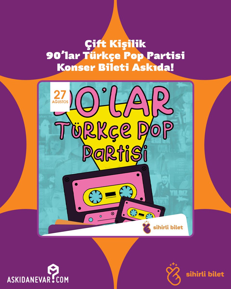 “90'lar Türkçe Pop Partisi” konseri Ankara’da! <a href="/SihirliBilet/">Sihirli Bilet</a> desteğiyle RT'leyen 1 üniversiteliye çift kişilik bilet hediye! Detaylar: bit.ly/3QKyZiq