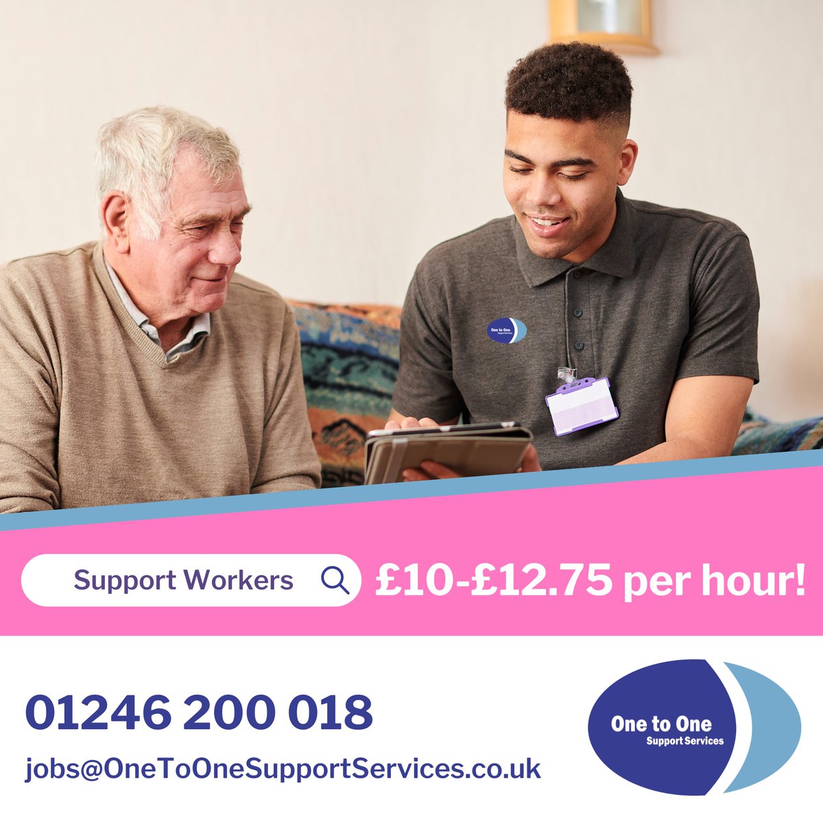 OneToOneSupport's tweet image. Why not try care? Call 01246 200 018 today for more information or to apply!
£10 - £12.75 per hour
Non Drivers welcomed
Pension Scheme
Training provided
Immediate start
Blue light card
Bupa health care
Award winning company