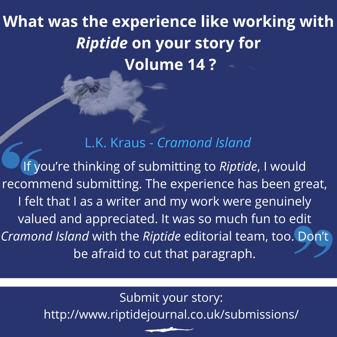 ‘Don’t be afraid to cut that paragraph’ -
L.K. Kraus has some advice for those thinking about submitting a short story for #riptide15 #shortstory #breath