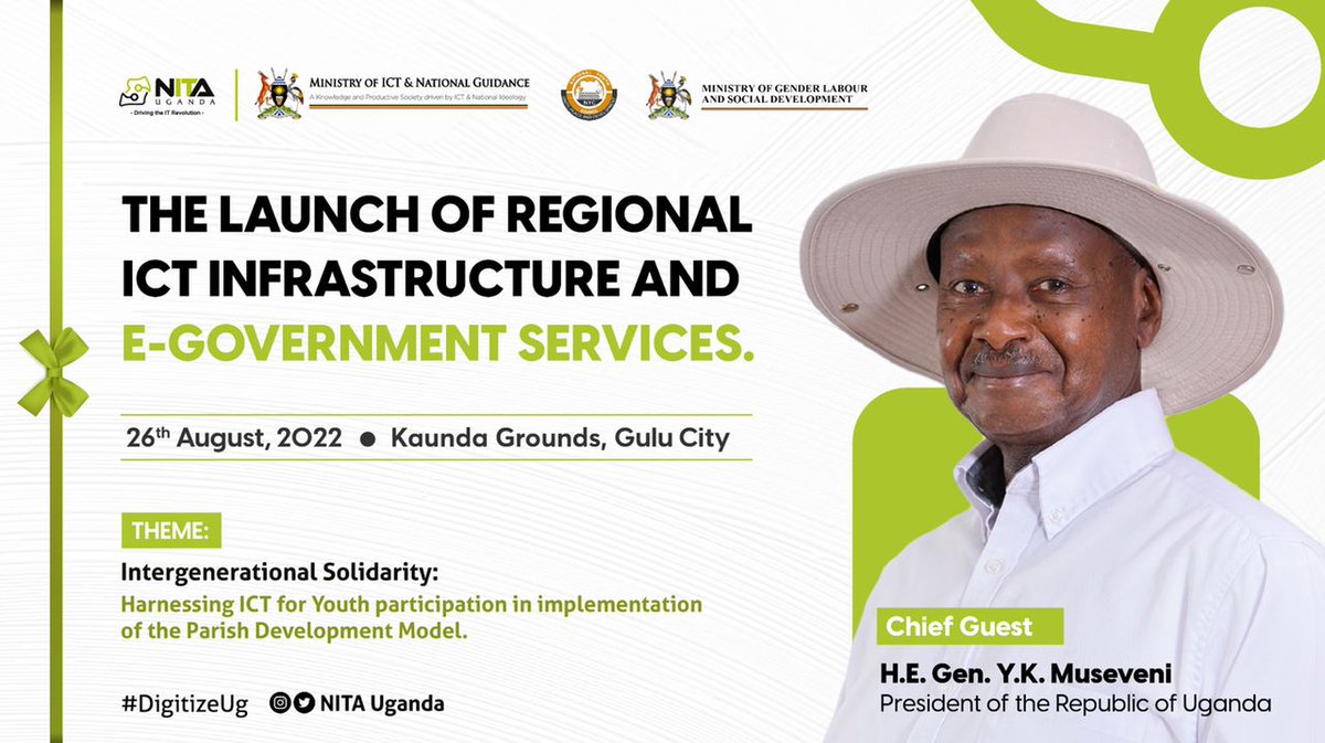 #DigitizeUg 
Come Friday H.E The President of The Republic of Uganda will commission the Regional Communications Infrastructure Program #RCIP in Gulu City