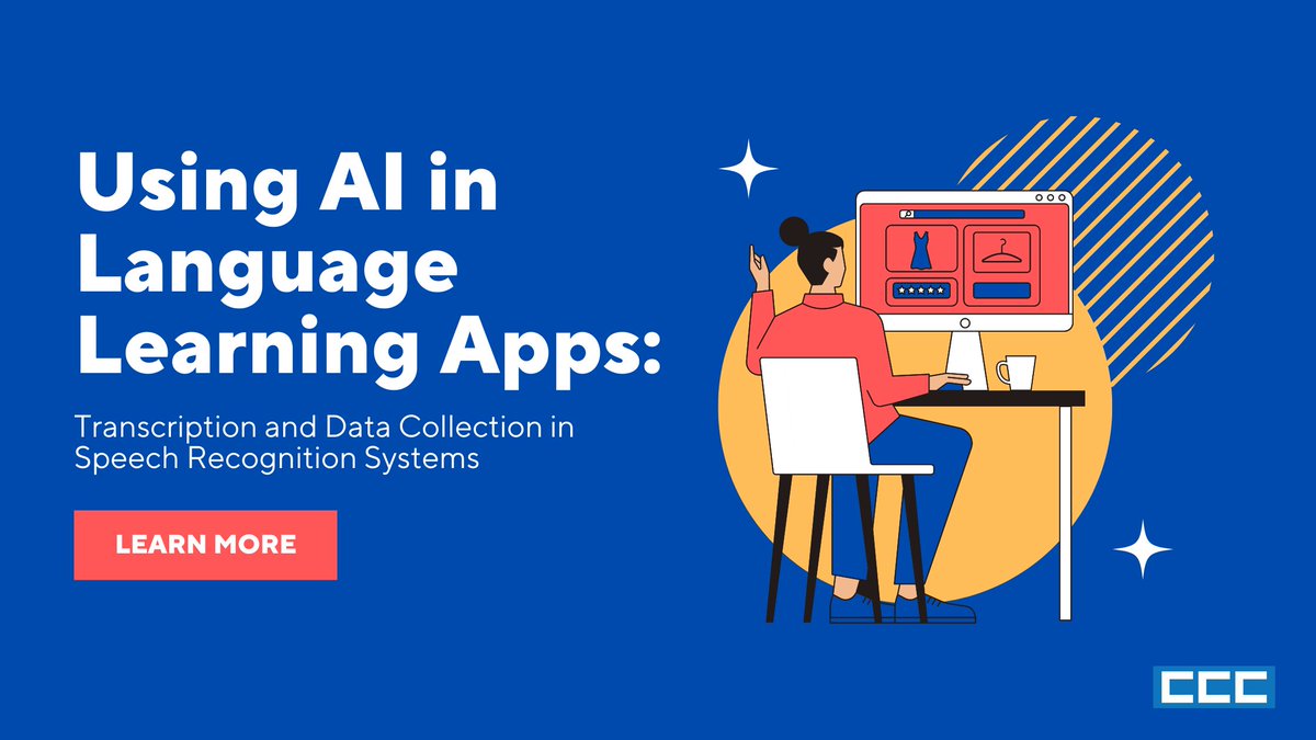 CCCjph's tweet photo. Language apps use AI such as speech recognition and transcription provides a holistic approach to language learning. Learn more: https://t.co/ddfz5c4C3t
#Transcription #LanguageApps #AI #ArtificialIntelligence #MultilingualService https://t.co/QILg6tNcWA