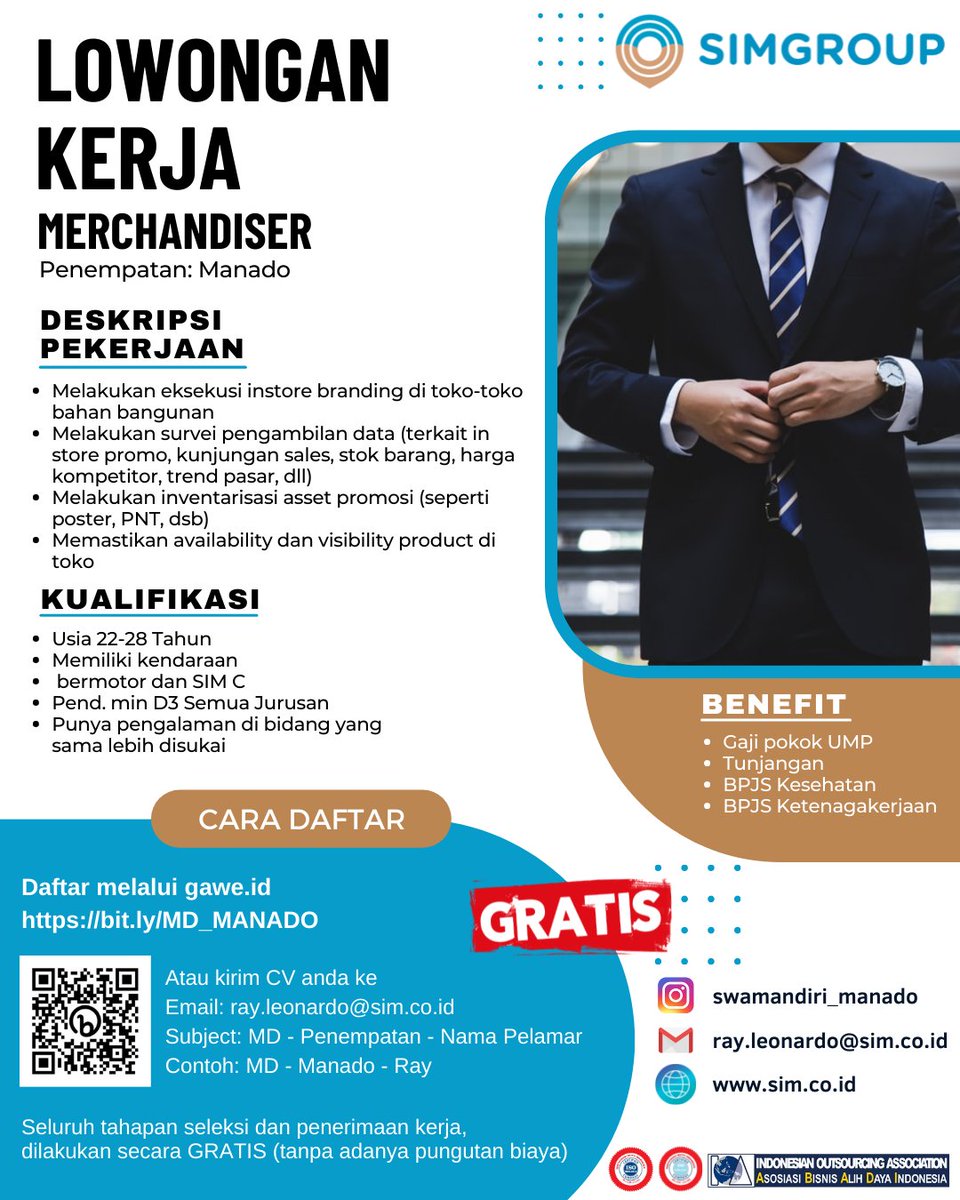 sim_manado's tweet photo. Lowongan kerja!!!
Posisi : MERCHANDISER
Penempatan Manado
#swamandiri #swakaryainsanmandiri #swamandiri_manado #simgroup #gaweid #infoloker #infolokermanado #infolokersulut #infolokerbitung #infolokerkotamobagu #lokermanado #lokerbitung #lokerkotamobagu #lokersulut #lokersimgroup https://t.co/LWiYUXw61w