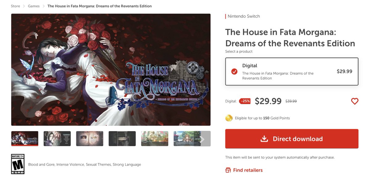 The House in Fata Morgana: Dreams of the Revenants Edition is now 25% off at US eShop! Don't miss a chance to save.

nintendo.com/store/products…
