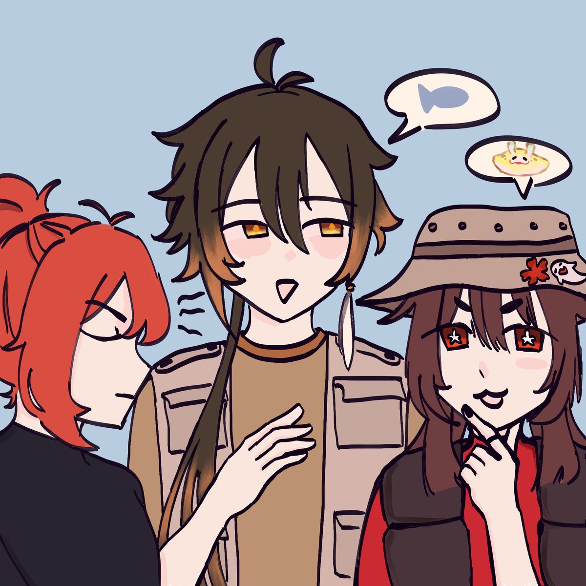 pakolikos's tweet photo. #zhonglucweek2022 #zhongluc @zhonglucweek 
[day 7] fishing au?? based on me and my friend's stardew valley farm https://t.co/1W0YPONB8w