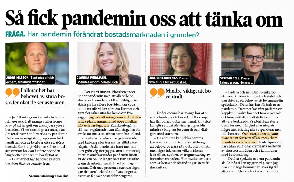 Har pandemin förändrat bostadsmarknaden i grunden? En SPÄNNANDE fråga, minst sagt! Vår näringspolitiska expert <a href="/AndreLNilsson/">André Nilsson</a> svarar <a href="/Mittisthlm/">Mitt i Sthlm</a>, tillsammans med representanter från <a href="/sbabbank/">SBAB</a>, <a href="/blocketse/">Blocket</a> och <a href="/hemnet/">Hemnet</a>. 🙌