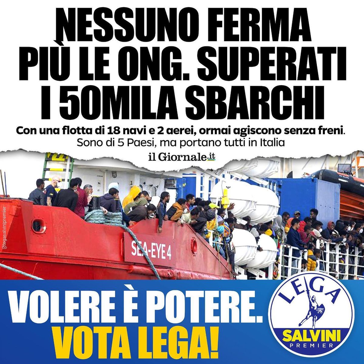 matteosalvinimi's tweet photo. Volere è potere, lo abbiamo già dimostrato. Dal 25 settembre l’Italia potrà tornare a essere più sicura e protetta.
#25settembrevotoLega https://t.co/V9G7YeB625