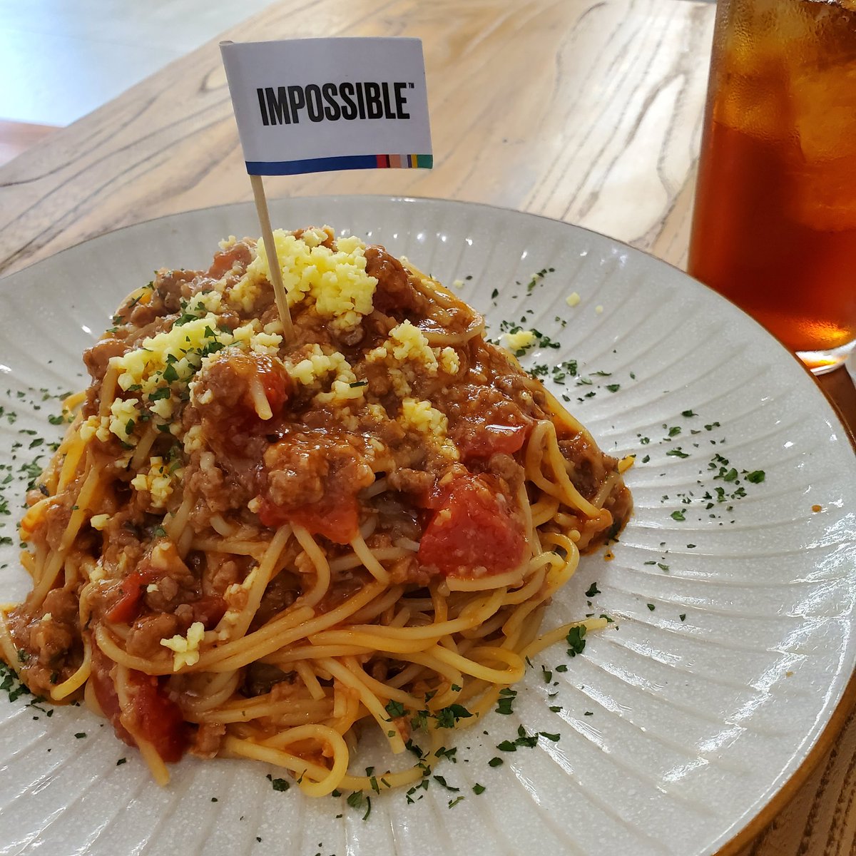 HeymansW's tweet photo. Tasty #SpaghettiBolognese without meat~ 
#kitchenScience #GlobalWarming  #carbonfootprint @ImpossibleFoods https://t.co/QW6hE8LsQj