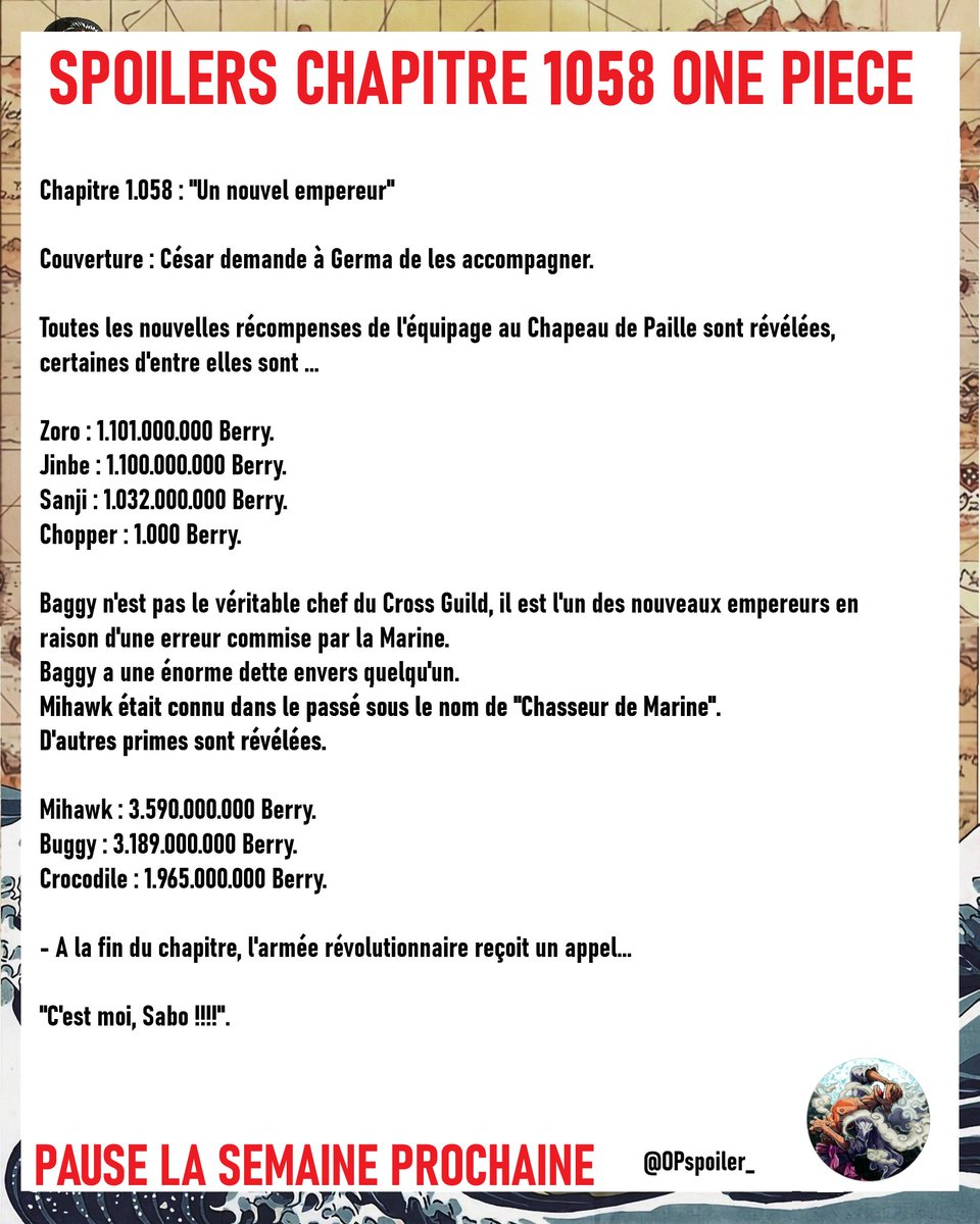 FcDoflamingo's tweet photo. #ONEPIECE1058SPOILERS 
-
-
-
-
-
-
-
-
Big fin de carrière pour les pros yonkos on m'avait pourtant juré que Mihawk était niveau second et qu'il était soumis à Baggy 🤣🤣 yen a certains jvais niquer vos mentions pour me venger bandes de fraudes https://t.co/8fwMHSuXFI