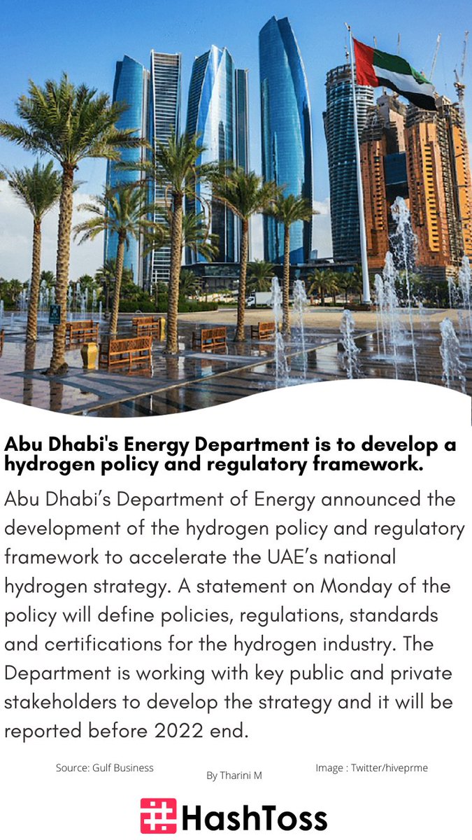 hashtoss's tweet photo. Abu Dhabi's Energy Department is to develop a hydrogen policy and regulatory framework.

Read more: https://t.co/aLVVnaeqIi

#ABUDHBAI #GOVERNMENT #DEPARTMENT #ENERGY #DEVELOP #PLATFORM #POLICY #FRAMWORK #HYDROGEN #STAKE #NEWS #UAE #DUBAI https://t.co/CICYUCAPLm