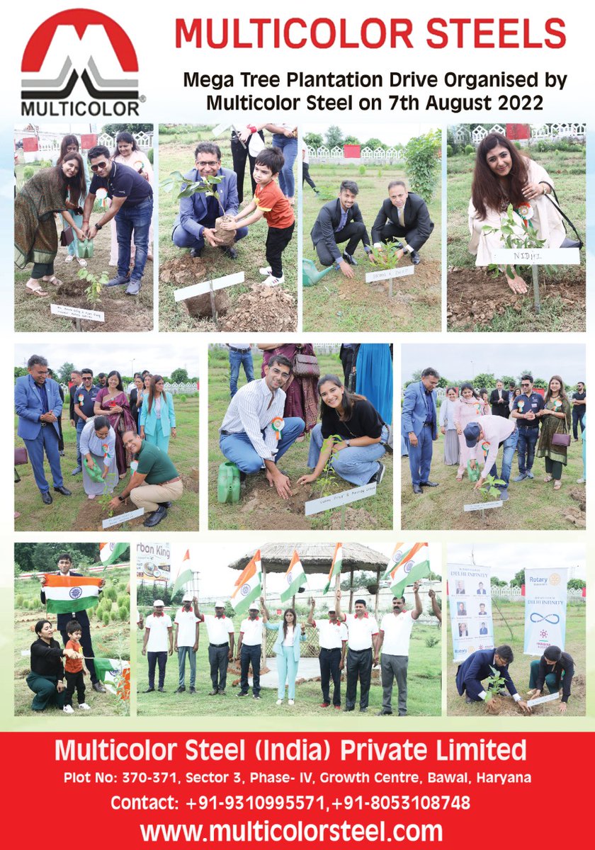 multicolor121's tweet photo. Mega Tree Plantation Drive Organised by 
     Multicolor Steel on 7th August 2022 
#Multicolor #steel #multicolorsteel #event #megatree #PlantationDrive https://t.co/AkVgyA7n1Y
