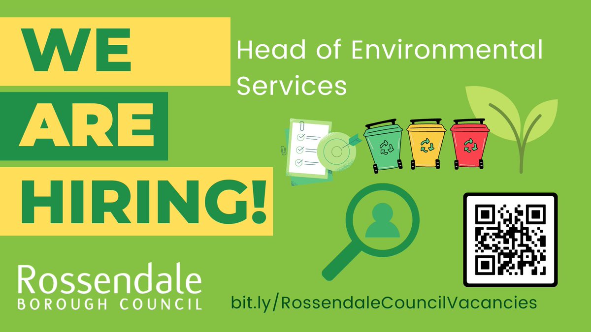We are hiring a Head of Environmental Services to support the Director of Communities in leading the council’s Operations function. Find out more about the role or check out the other exciting vacancies we are offering here👇
bit.ly/RossendaleCoun…