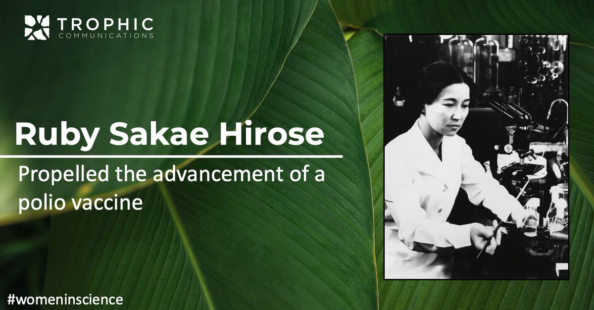 This #ImmunizationAwarenessMonth we continue acknowledging #womeninscience! Ruby S. Hirose was a Japanese American #biochemist &amp; bacteriologist known for her research on serums &amp; antitoxins, which led to the creation of a #vaccine for infantile paralysis or #polio.