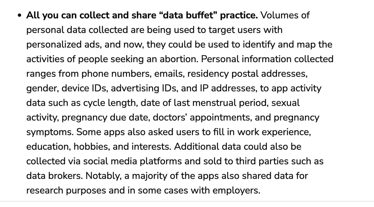 Mozilla gave 18 out of 25 reproductive health/fertility apps a “Privacy Not Included” warning label, meaning that these apps collect tons of personal data &amp; share it widely foundation.mozilla.org/en/blog/in-pos… ht <a href="/protocol/">Protocol</a> 
We wrote about this on <a href="/guerredirete/">Guerre di Rete</a> guerredirete.it/battaglia-sull… <a href="/lracrr/">laura carrer</a>