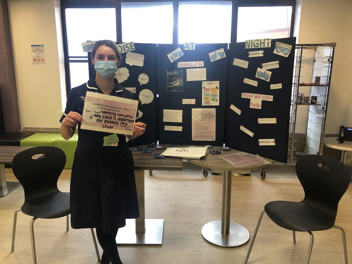 TGICFTSaferCare's tweet photo. Come & see us this morning in the canteen π youβll find feedback from patients regarding night times, implications of sleep deprivation on patients health and the importance of a good nights sleep for staff! π΄ π€ #noiseatnight #promotesleep #sleephelpshealing https://t.co/ldqtQbsXQN