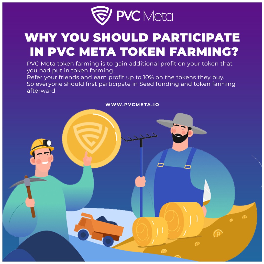 🔶PVC Meta token farming is to gain additional profit on your token that you had put in token farming.
🔶Refer your friends and earn profit up to 10% on the tokens they buy.

 🌎 pvcmeta.io 

#pvcmeta #meta #metaverse #cryptocurrency #cryptocurrencynews