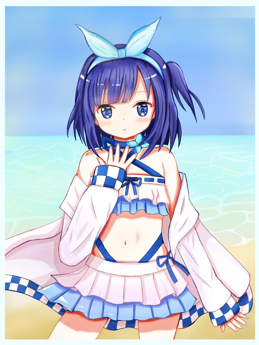 #gochiusa
水着フユちゃん
「チノから水着借りた…似合ってるかな？…」