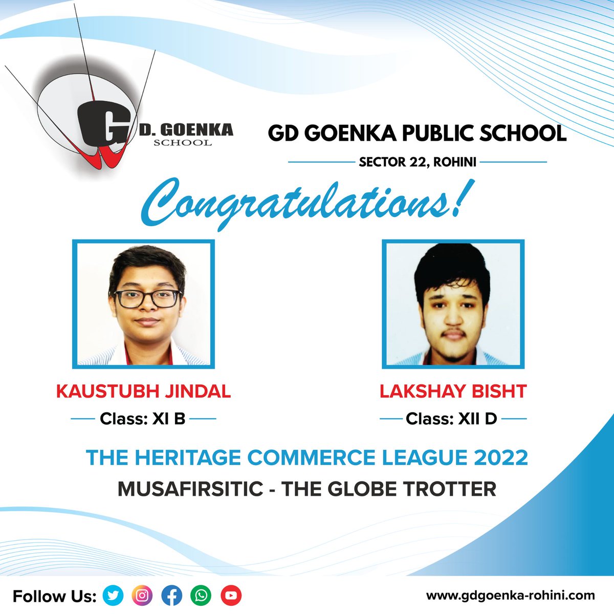 GdRohini's tweet photo. Traversing the path to success, Goenkans prove their merit in the online and offline events organised by The Heritage Commerce League 2022, The Heritage School on 18 August 2022.
#congratulations #studenttalent #competitionspirit #interschoolcompetition #gdgoenkarohini #GDGPS22 https://t.co/UF5ufkz5ZD