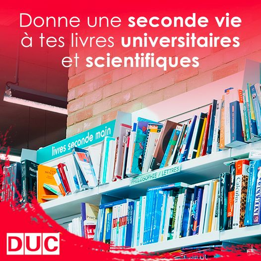 😎 Bon à savoir ! La coopérative CIACO à Louvain-la-Neuve vous permet la revente et l'achat de livres universitaires de seconde main !
<a href="/DUCLLN/">DUC</a>