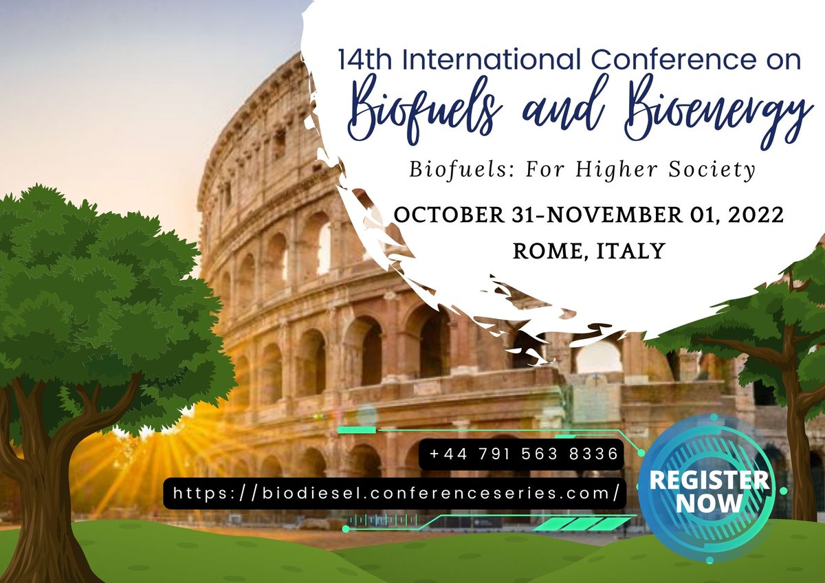 annachiara2022's tweet photo. Announcing the 14th International Conference on #Biofuels &amp; #Bioenergy
Submit your abstract under #Biodiesel 2022. 
Kindly register now: https://t.co/Hp0ynf5dMQ
#Biodiesel #Biomass #Biogas #RenewableEnergy #Biorefineries #Bioalcohol #Bioethanol #Aviationbiofuels #Advancedbiofuels https://t.co/6kDnBcItcu