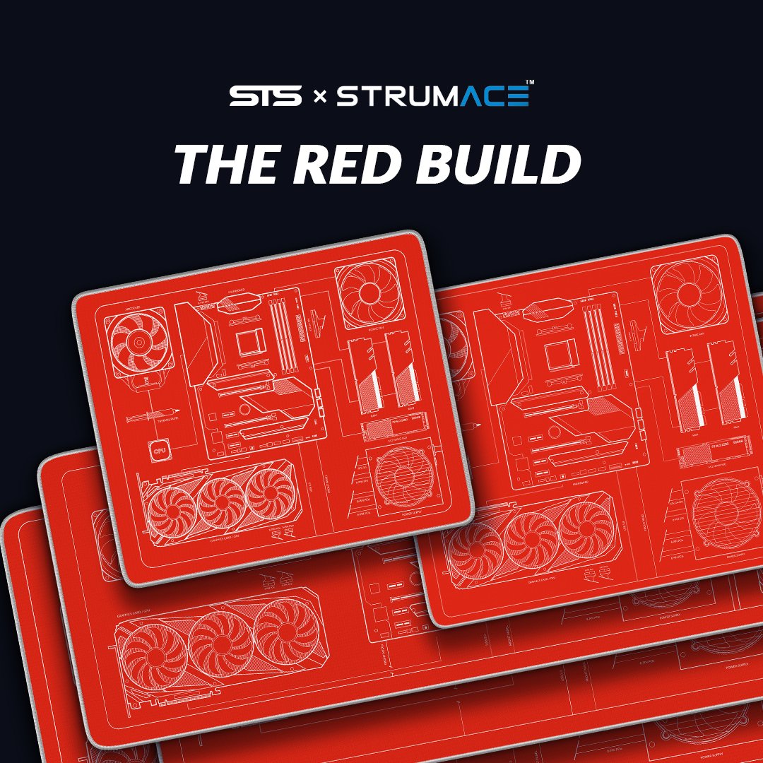 ✨ NEW ✨ You've asked, we've listened! Now you can also get the STS x <a href="/Strumace/">Strumace</a> Build Mousepads in red 😎 

Have a look at all our colour options here: strumace.com/collections/st…