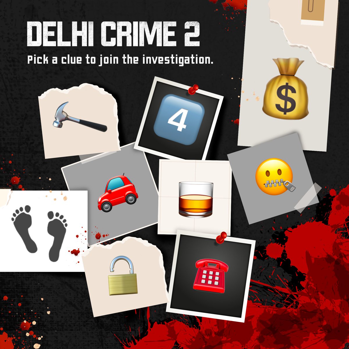 Amateur thieves or seasoned murderers - who is terrorising the capital? Help the team uncover the mystery 🔍

Reply to this tweet with one of the emoji clues below along with #DelhiCrimeSeason2 to get an insider tip.  

Delhi Crime Season 2 arrives 26th August.