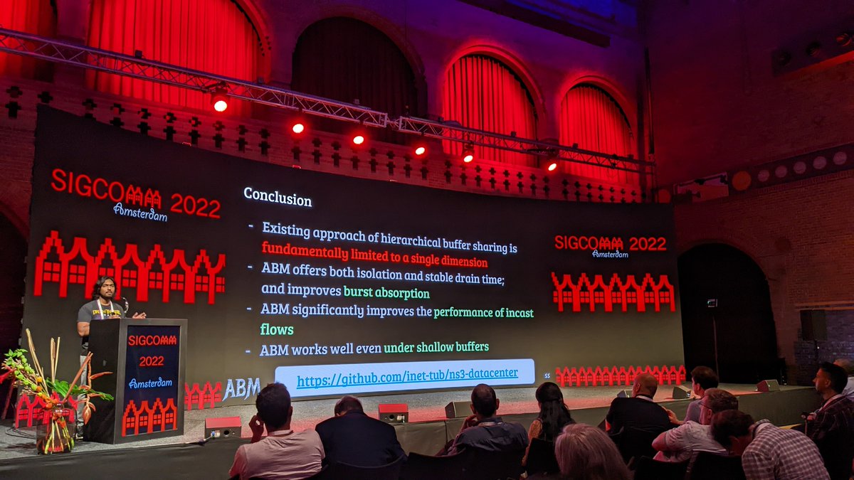 ktfoerster's tweet photo. Great talk by @Vamsi_DT on active buffer management in datacenters at @ACMSIGCOMM 2022. Definitely check out their work and code at https://t.co/ka0SaWcxxP https://t.co/2BldrHRyVv