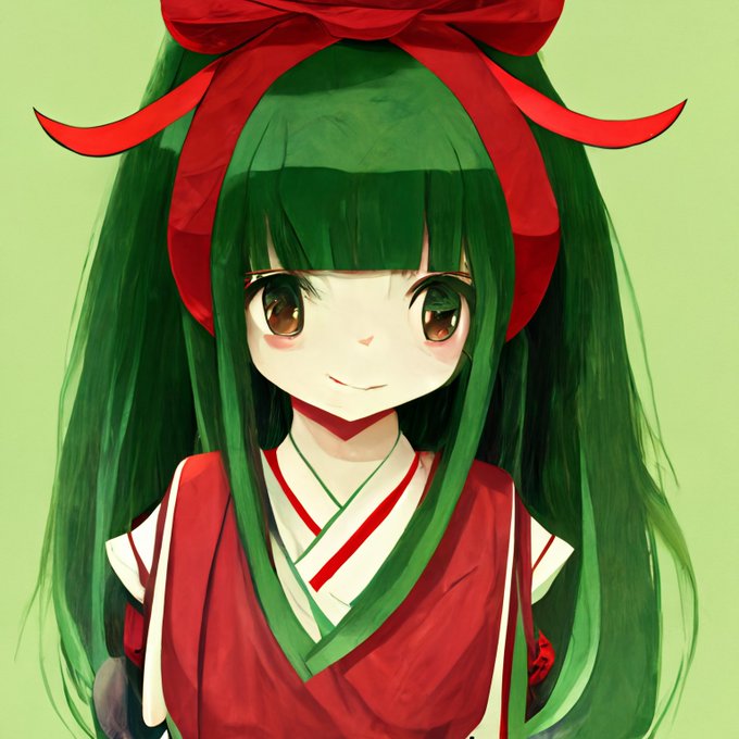 Midjourneyで二次キャラっぽいのを生成できるようになったと聞いて雛ちゃんをお願いしてみたら普通にそれっぽいのが出て来てびっくらこいてる 