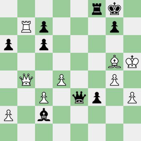 ChessMadeFun's tweet photo. Another puzzle from our community and Dr. Jonathan Sarfati. โโโโ Black to play and mate in 2.
#TuesdayTrivia #ChessMadeFun #chess #chessplayer #chesscoach #chessgame #chessmoves #virtualchess #chesspuzzles #learnchess #letslearnchess #chesstime #playchess #playchessonline https://t.co/CTlryca54s