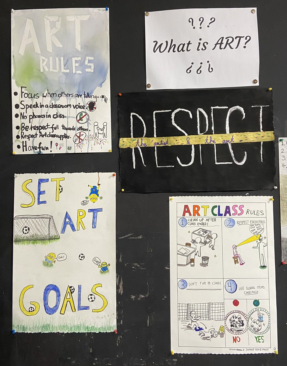 aiscvisualarts's tweet image. #AISCMiddleschool started this academic year by creating posters depicting the art room rules and procedures. Students selected the rules, brainstormed and collaborated as groups for this project.#AISCIntheclassroom #AISCCommunity #AISCLearner