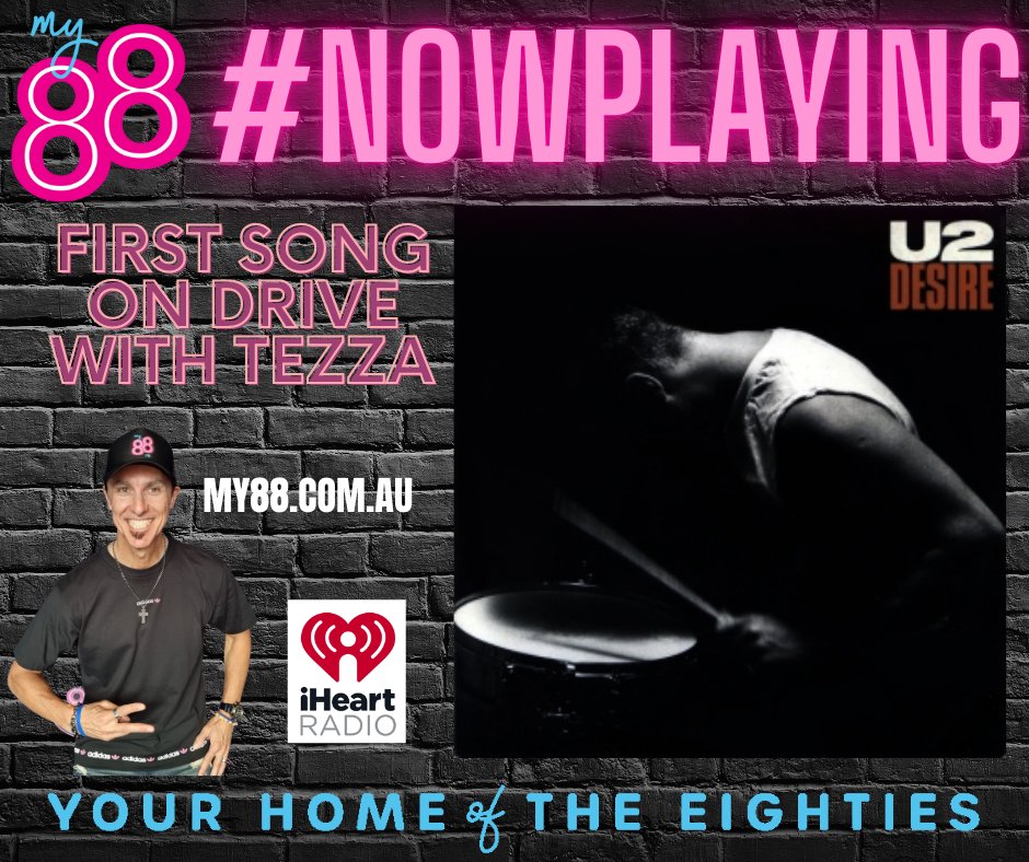 My88_FM's tweet photo. #NowPlaying: 'Desire' by #U2 on your home of the 80s, #My88
The first song on today's #DriveWithTezza
Stream on iHeart / https://t.co/scnmBeBDK5 https://t.co/jzlStLYbXb