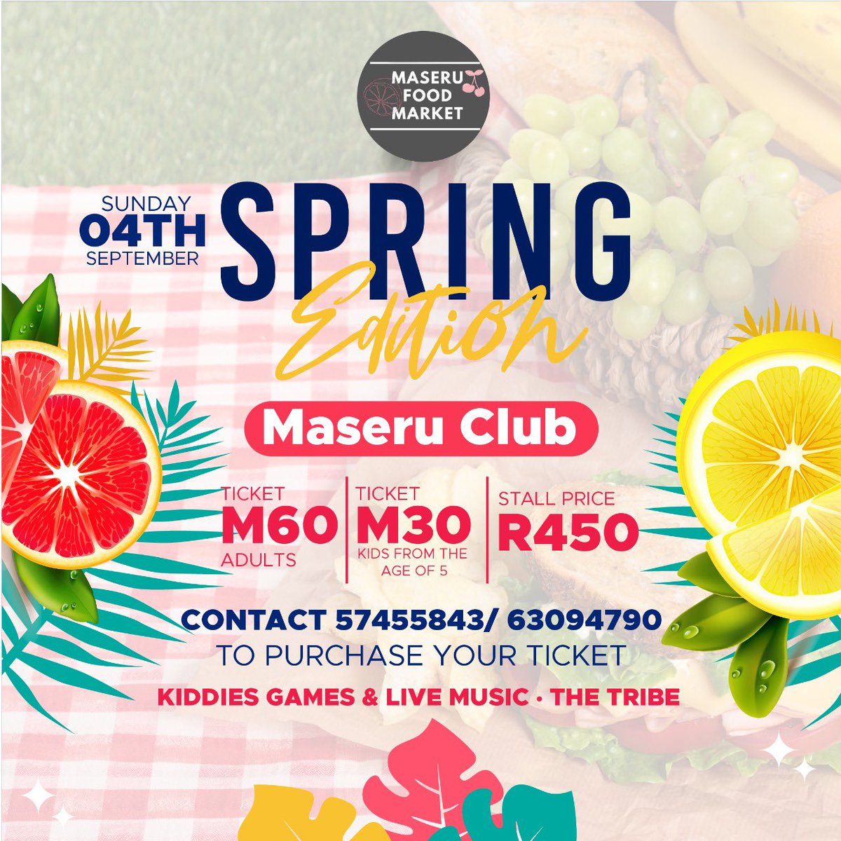 FoodMaseru's tweet image. Will you be joining us? 

#SpringEdition #MaseruFoodMarket #4September #MaseruClub