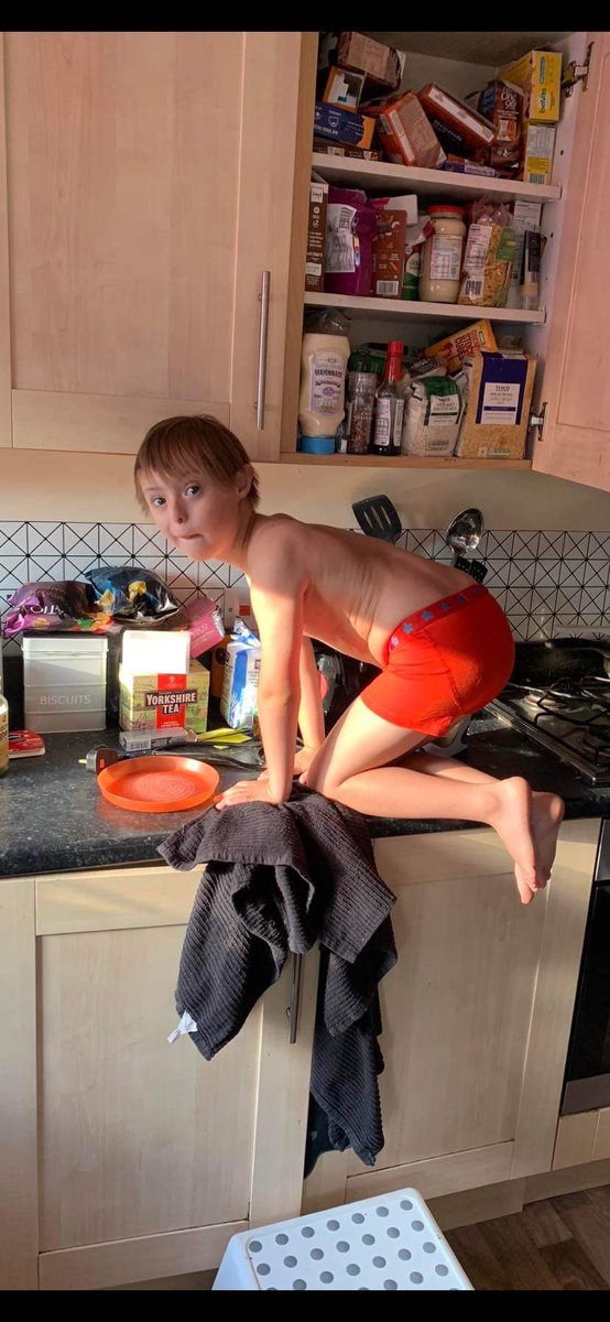 I like to wake up early and I’m impatient and independent so I don’t like to wait for others to get up for breakfast. Mummy caught me in the act trying to do my own breakfast! I really fancied a breakfast of my favourite biscuits today. Need to be more quiet next time!